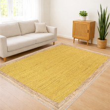 Sarı Zeminli Sade Dokulu Salon Halısı Antialerjik Kaymaz Tabanlı Aydınlık Mekanlar Için - SM-261