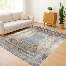 Gri ve Bej Tonlarda Eskitme Desenli Salon Halısı Antialerjik Kaymaz Tabanlı Modern Kullanım - SM-554