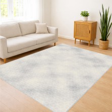 Açık Gri Tonlarda Bulut Efektli Salon Halısı Yıkanabilir Antialerjik Kaymaz Tabanlı - FNL-372