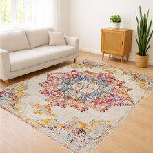 Renkli Klasik Motifli Salon Halısı Toz Tutmaz Kaymaz Tabanlı Canlı ve Sıcak Mekanlar Için - RVG8130