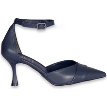 Solmaz Ayakkabı Solly Bilekten Bağlı Lacivert Kadın Topuklu Ayakkabı