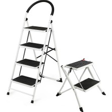 4 Basamaklı Geniş Katlanabilir Merdiven + 2 Basamaklı Geniş Katlanabilir Tabure Merdiven