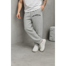 Eydamoon Erkek Kışlık Baggy Pamuklu Los Angeles Baskılı Bol Paça Yan Cepli Eşofman Altı