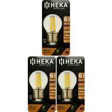 (3 Adet) Heka 6W (51W) 6500K (Beyaz Işık) E27 Duylu Şeffaf LED Ampul