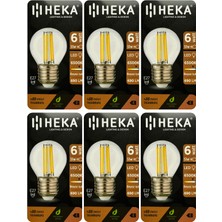 (6 Adet) Heka 6W (51W) 6500K (Beyaz Işık) E27 Duylu Şeffaf LED Ampul