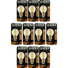 (10 Adet) Heka 6W (51W) 6500K (Beyaz Işık) E27 Duylu Şeffaf LED Ampul