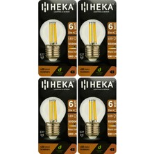 (4 Adet) Heka 6W (51W) 6500K (Beyaz Işık) E27 Duylu Şeffaf LED Ampul