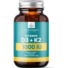 Naturagen Vitamin D3 + K2 1000 Iu 60 Kapsül | Glutensiz Kolay Yutulabilir Vitamin D3 K2 | 60 Yumuşak Jel Kapsül - 2 Aylık