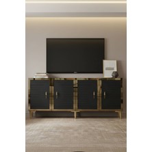 Yumedi Design KA1801AG - Kerem Konsol, Tv Sehpası, Çok Amaçlı Dolap ve Kahve Köşesi 180CM Antrasit-Gold