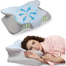 Ortopedik Boyun Yastığı,ortopedik Yastık  Ergonomik ve Kokusuz Hafızalı Köpükten Yapılmış, Boyun ve Omuz Ağrılarını Hafifletmek Için Tasarlanmış, Yan, Karın ve Sırt Üstü Uyuyanlar Için Ideal,