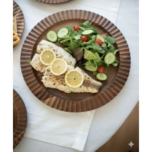 4'lü Akasya Kenar Detaylı Servis Tabağı