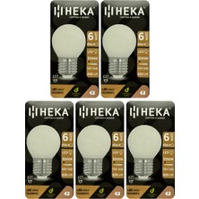 (5 Adet) Heka 6W (48W) 3000K (Sarı Işık) E27 Duylu Soft LED G45 Ampul