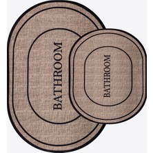 Helen's Home Banyo Paspası Dijital Baskı Su Emici Yıkanabilir Kaymaz Taban 2li Banyo Halısı 40X50 60X90