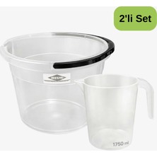 Wespa 2’li Temizlik Seti | 10 L Şeffaf Saplı Kova + 1750 ml Şeffaf Maşrapa