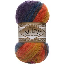 Alize Angora Gold Batik Desen(1 Adet) 4342 Mor-Mavi-Hardal-Kırmızı Renkli El Örgü Ipliği