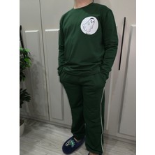 Pidal Giyim Küçük Hayalet Baskılı Pamuklu Uzun Kollu Unisex Çocuk Eşofman Takımı
