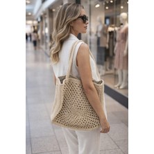 Ams Net El Örmesi Kağıt ip Hasır Görünümlü Çanta El Örmesi Kağıt ip Hasır Görünümlü Çanta