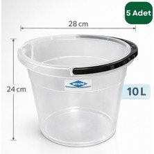 Wespa 5 Adet x 10 Litre Şeffaf Temizlik Kovası – Saplı, Dayanıklı Plastik Kova