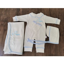 Minik Adımlar Minik Adımlar Isme Özel Nakışlı Biyeli Tulum ve Battaniye Isimli