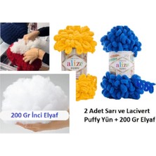 Moonaja Puffy Taraftar Kalp Yastık Yapım Seti - Iki Adet Puffy Yün ve 200GR Inci Elyaf