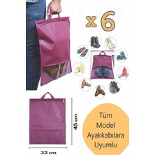 Helen's Home 6 Adet Pencereli Ayakkabı Düzenleyici Saklama Çantası Askılı Dolap Çekmece Seyahat Çantası Hurcu