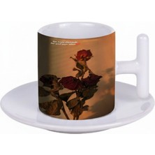 Bade Sevgililer Günü T Kulplu Beyaz Türk Kahvesi Fincanı