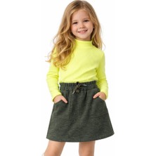 Çikoby Kız Çocuk Yeşil Kırçıllı Örme Kışlık Etek – Cepli, Bel Lastikli ve Bağcıklı