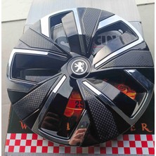 Yk Peugeot Rifter / Partner / 2008 / 408 Uyumlu 14 Inç Krom Çıtalı Jant Kapağı 4'lü Takım Amblem Hediyeli