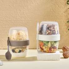 Mons Yoğurt Kabı Qlux Yoğurt Salata Müsli Meyve Porsiyon Taşıma Saklama Kabı L-00978 300 + 300 ml