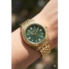 Lee Cooper Kadın Kol Saati | Altın Renk Çelik Kasa, Çelik Kordon, Yeşil Kadran