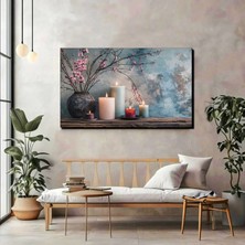 Şamdan & Mum Dekorlu Minimal Kanvas Tablo – Loş Işık & Romantik Ev Dekorasyonu