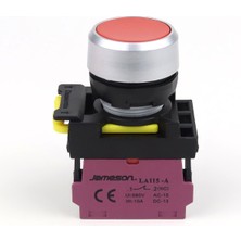 Jameson LA115-A Kırmızı Stop Butonu - 22 mm Nc Kontak (Gümüş Çerçeveli)