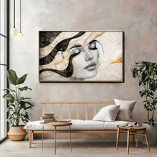 Kadın Portre Kanvas Tablo – Gold Detaylı Modern Duvar Dekoru & Premium Baskı