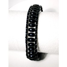 Moncuk Design Oval Taşlı Koyu Gri Erkek Bileklik - Sevgililer Günü Hediyesi