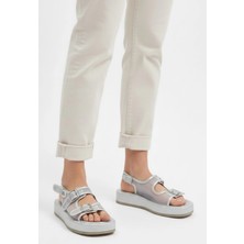 Zengezur Mall Mllzngzr Sinna Gümüş Cilt Tül Detaylı Sandalet (Numara: 39)