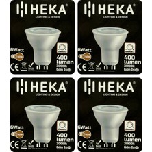 (4 Adet) Heka 6W (50W) 3000K (Sarı Işık) GU10 Duylu Dim Edilebilir LED Spot Ampul