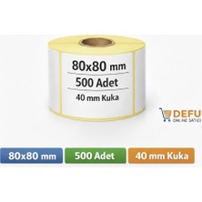 Defu 80X80MM Termal Yazıcı Etiketi 500 Adetlik Sarım 40 Lık Kuka