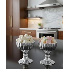 Rova Tr Lüks Titanyum  Kaplama Ayaklı  Cam  Lokumluk, Şekerlik ve Reçellik – 6 Parça  Küçük Boy