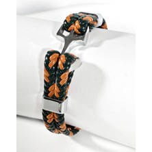 Moncuk Design Tekne Çapalı Kilit Mekanızmalı Siyah ve Turuncu Erkek Bileklik - Sevgililer Günü Hediyesi