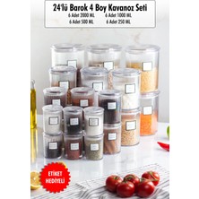SHN 24'lü Barok Yuvarlak 4 Boy Kavanoz Seti & Saklama Kabı & Erzak Kabı (6*2000 Ml, 6*1000 Ml, 6*500 ml