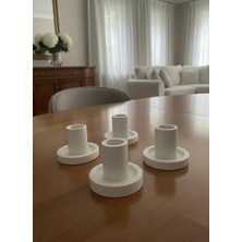MumKusag Beyaz Beton Şamdan (4 Adet)