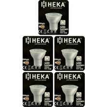(5 Adet) Heka 6W (50W) 3000K (Sarı Işık) GU10 Duylu Dim Edilebilir LED Spot Ampul
