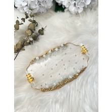 Epoksi Tepsi Şeffaf+Inci Detaylı Damat Tepsisi