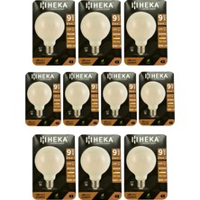(10 Adet) Heka 9W (67W) 3000K (Sarı Işık) E27 Duylu (Kalın Duy) LED Glop G95 Ampul