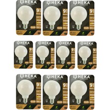 (10 Adet) Heka 9W (67W) 3000K (Sarı Işık) E27 Duylu (Kalın Duy) LED Glop G125 Ampul