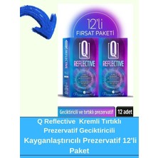 Aşkın Deposu Q Reflective 12'li Kremli Tırtıklı Prezervatif Özel Geciktiricili Prezervatif 12'li Paket Özel Geciktiricili Ekstra 50 ml Süper Jel Hediyeli