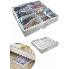 Helen's Home 10 Bölmeli Ayakkabı Saklama Çantası Düzenleyici Hurç Gri Çizgili