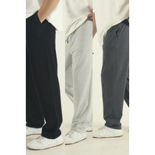 Eydamoon Erkek Siyah-Gri-Füme Baggy Oversize Bol Paça Eşofman Altı