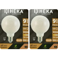 (2 Adet) Heka 9W (67W) 3000K (Sarı Işık) E27 Duylu (Kalın Duy) LED Glop G125 Ampul