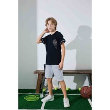 Tarık Erkek Çocuk Sportswear Basket T-Shirt Sweatshirt Alt Bisiklet Yaka Orta Kalın Pijama TAKIMI-3946